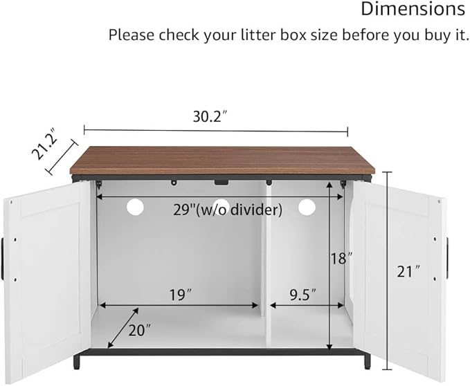 unipaws Extra Large Cat Litter Box Enclosure Furniture with Top Opening, XL Washroom Bench for Cats with Removable Divider, Jumbo Automatic Litter Box Cover and Hidden Cat Box