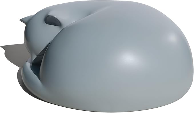 Cat Urn, Gray Resin, Sleeping Kitty Pet Memorial Keepsake Funeral Urn for Cats Ashes, Up to 8kg, 7.87 x 7.87 x 3.15 inches