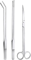POPETPOP 3pcs Tweezer and Scissor Kit Aquatic Plant Tools Stainless Steel Tweezer Scissors Tools Straight Tweezer Tweezers and Scissors for Aquarium