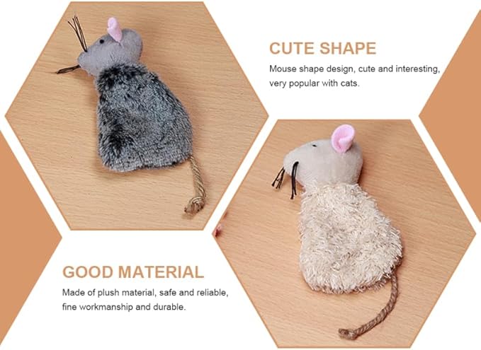Hemoton 3pcs Refillable Catnip Toys for Cats, Cat Toys for Puppie Kittens, Plush Mouse Filled, Interactive Kitten Teething Chew Doll, Realistic Mice Set for Boredom Relief & Hunting Exercise