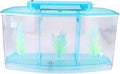 HEEPDD Triple Chamber Fish Breeder Box for Aquarium, Transparent Acrylic Small Fishes Breeding Isolation Box with Six LED Lights and Water Change Valve Breeder for Fish Tank (Blue)
