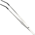 Reptile Feeding Tongs, Stainless Steel Lizard Feeding Tongs, Aquarium Curved Feeding Tweezers for Reptiles with Rubber Tip, Terrarium Feeding Tongs 14.96" L, Black Silver Tone