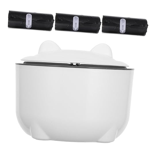 GALPADA 1set Sealed Cat Litter Waste Container with One-Button Operation Enclosed Design for Includes Trash Bags Stylish for Pet Owners