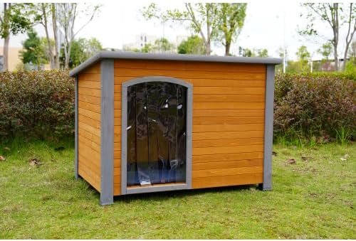 44.48" Large Dog House Winter Warm Outdoor Weatherproof Dog Houses for Large Dogs Outside Dog House Doghouse Wooden Dog Kennel