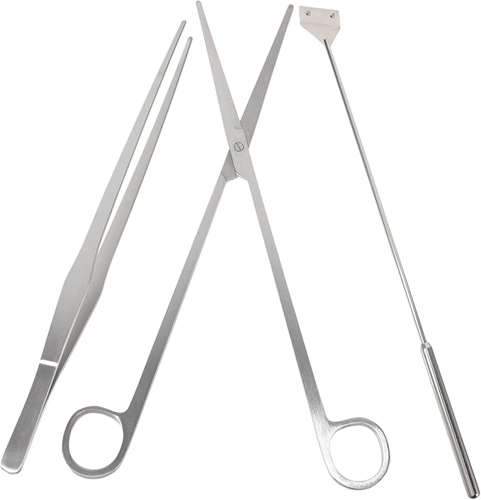 1Set Aquarium Tool Fish Tank Maintenance Kit with Straight Tweezers Straight Scissors and Scraper for