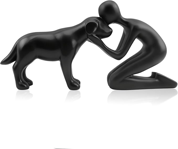 Dog Memorial Statues – Dog Memorial Gifts for Loss of Dog, Pet Memorial Ornament, Pet Sympathy Remembrance Gift (Black)