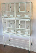 1F/2F/3F Stackable Center Divided Breeder Breeding Bird Flight Double Rolling Cage for Aviaries Canaries Cockatiels Lovebirds Finches Budgies Small Parrots. (White Vein, 2F)