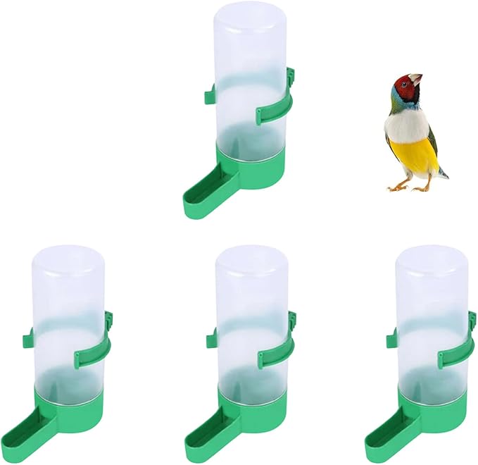 4 Pack Plastic Bird Water Dispenser Automatic Bird Cage Water Dispenser Food Drink Bowl for Cage Aviary Parrots Budgie Cockatiel Lovebirds 60ml Lovebirds