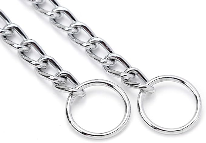 Chain Choke Collar for Dogs, Metal Slip Link Training Heavy Duty Dog Collar Martingale Puppy Collars for XXS XS Small Medium Large Big XL Breed Dogs (Silver, L(Neck Max 20inch) D3.5mm)