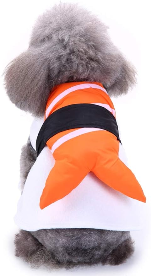 Halloween Fancy Fleece Dogs Cats Warm Costumes Coat Shrimp Sushi for Teddy, Pug, Chihuahua, Shih Tzu, Yorkshire Terriers, Papillon V-Sushi M