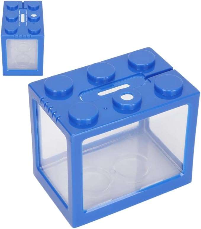 Blue Plastic Building Block Fish Tank Desktop Micro Landscape Cascadable Design Mini Fish Aquarium Office Decoration