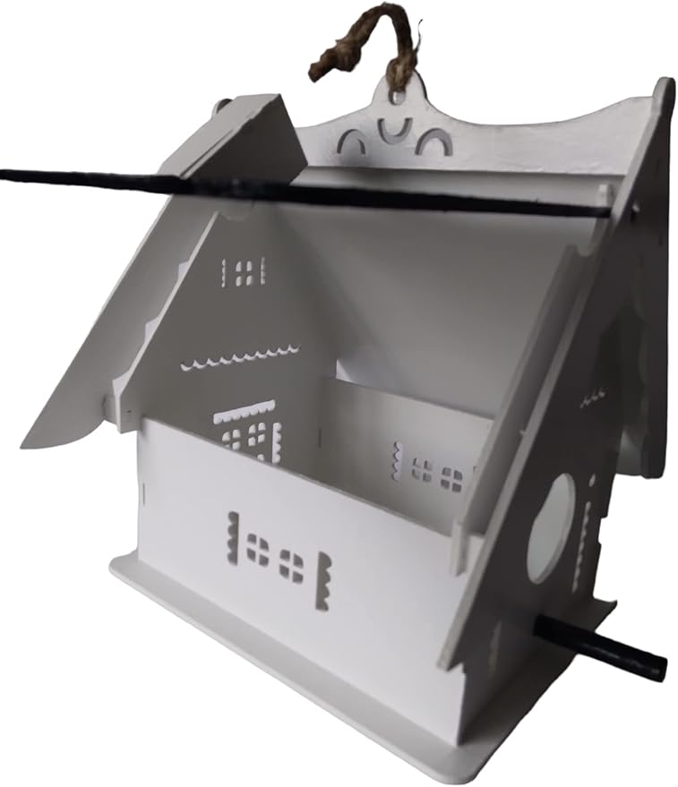 cida's unique birdhouse black-white INDOOR home decor hand painted, material WOODEN MDF