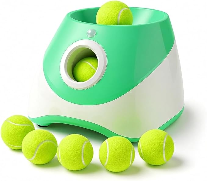 Dog Ball Thrower – Automatic Interactive Pet Tennis Ball Launcher with 6 Balls, USB Charging & Multiple Distance Settings – Indoor & Outdoor Training & Play Toy for Small & Medium Dogs