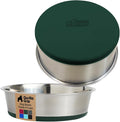 GORILLA GRIP Dog Bowls, Holds 4 Cups Each (32 fl oz), Heavy Duty Stainless Steel Food and Water Bowl for Feeding Dogs and Cats, Dishwasher Safe, Rust Resistant, BPA Free Rubber Base, Set of 2 Green