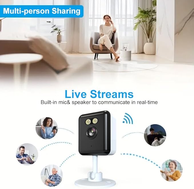 2pcs 5MP WiFi Camera,Cameras for Home Security with Night Vision,Pet Cameras with Phone App,2K Indoor Security Camera,Motion Detection,2-Way Audio,WiFi Home Camera,24/7 SD