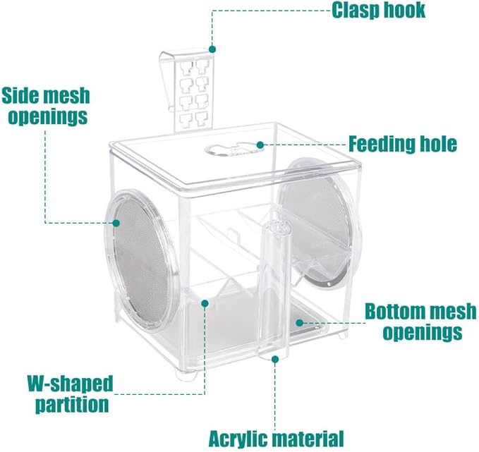 Aquarium Breeding Box,Wall-Mounted Installation Acrylic Tank Hatchery Incubator Box with Feeding Hole for Fish Hatching Rearing