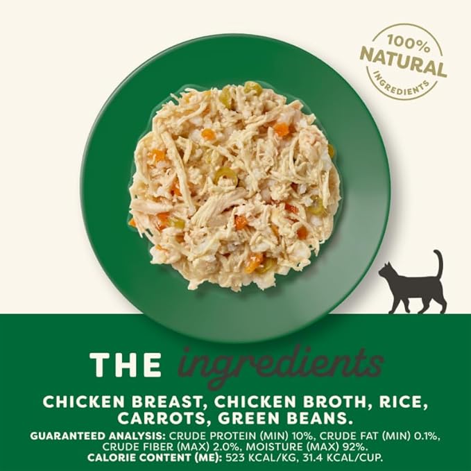 Applaws Natural Wet Cat Food in Broth, Limited and Natural Ingredients, High Protein with No Artificial Additives, Chicken, Carrots & Green Beans in Broth (10 x 2.12 oz Easy-Open Cups)