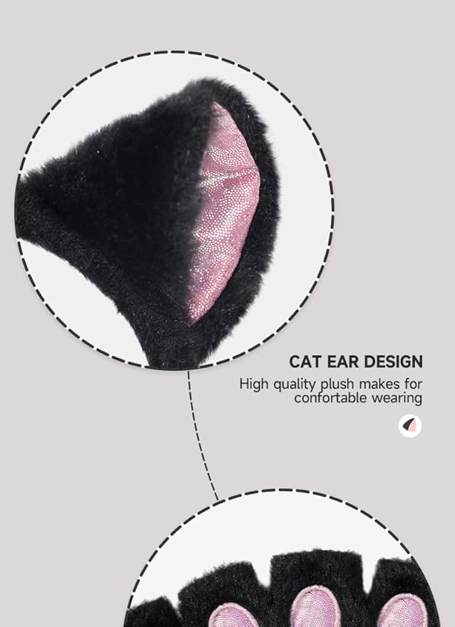 Himine Cat Cosplay Costume With Ears, Tail, Paws, Bow Tie