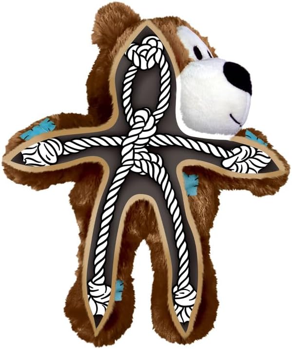 KONG Wild Knots Dog Toys 3 Pack – Bear, Giraffe & Tiger – Durable Plush Toys with Internal Knotted Rope & Squeaker – Soft Outside, Tough Inside – Ideal for Tugging & Chewing (Small/Medium)