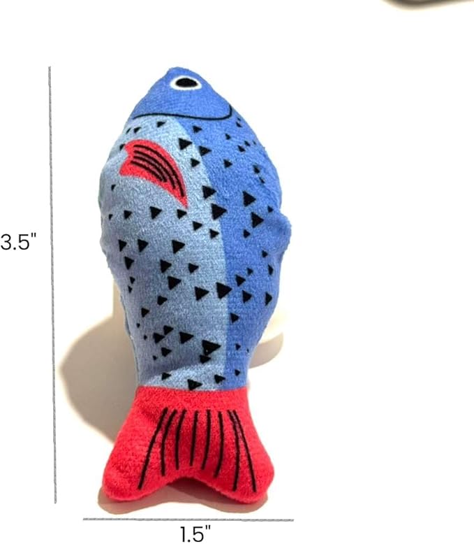 LEO & LEXI Velvet Plush Fish Cat Toy for Indoor Cats & Kittens – Lightweight Hunting, Kicking & Carry Toy, Soft Prey Toy for Boredom Relief, Washable