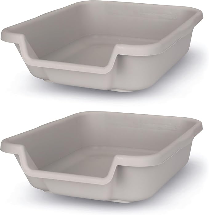 Dog Litter Box, Gray Color, Small Size, Durable & Pet Safe Puppy Litter Box, Indoor Open Top Entry Dog Litter Pan, Comfortable for Dogs, Great for Small Dogs up to 6 lbs (2 Pack)