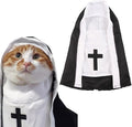 Cat Costume Nun Dress, Nun Dog Costume, Funny Halloween Cloak Outfit for Cat Small Medium Dogs, Cosplay Apparel for Photoshoots Parties Social Media, Adorable Pet Clothing (Black, Small)