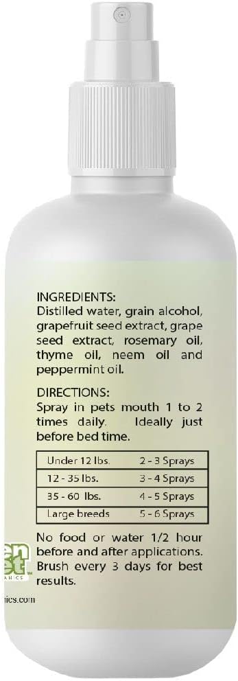 Green Pet Organics OraFresh Dental Spray with Peppermint Oil - Naturally Fights Tartar, Plaque & Freshens Breath Instantly, Improves Oral Health, 8 oz