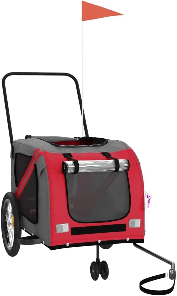 Pet Bike Trailer for Small Dogs, Durable Oxford Fabric with Weatherproof & Scratch-Resistant Design, Zippered Doors and Mesh Windows for Safe Outdoor Rides