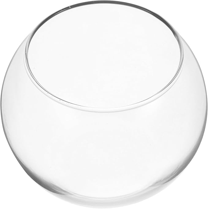 Glass Round Fish Bowl for Goldfish and Hydroponic Plants, 12-inch Glass Terrarium Aquarium for Office and Living Room Centerpiece