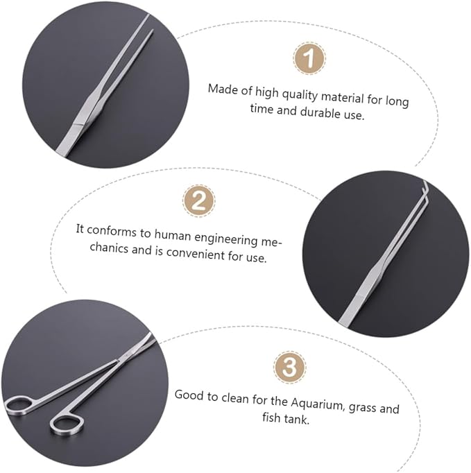 1set Fish Tank Cleaning Kit Aquarium Tools Straight Tweezers Curved Scissors Flat Shovel for Aquatic Plant Care and Gravel Cleaning