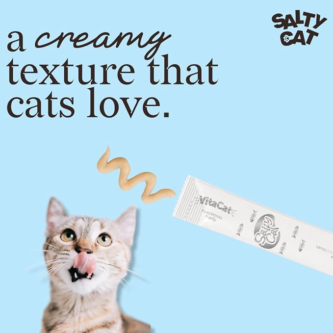 Salty Cat VitaCat Silky Skin & Coat Natural Tuna & Blueberry Functional Tube Treats for Cats (12 Pack)