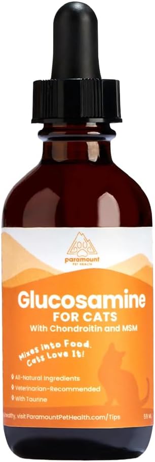 Paramount Pet Health Liquid Glucosamine Chondroitin MSM for Cats, Hip & Joint Support Supplement, Helps Maintain Mobility and Flexibility, Senior Cat Glucosamine Drops for Daily Joint Care, 2 oz