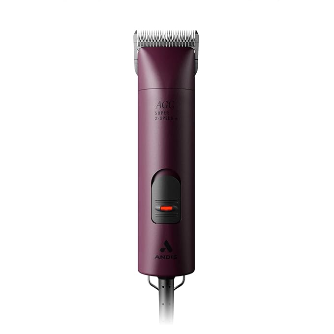 Andis Professional UltraEdge Super 2-Speed Detachable Blade Dog/Pet Clipper, Rotary Motor with Shatter-Proof Housing, Runs Calm & Silent, 14-feet Cord, for All Dog Coats & Breeds, 120 Volts, Burgundy