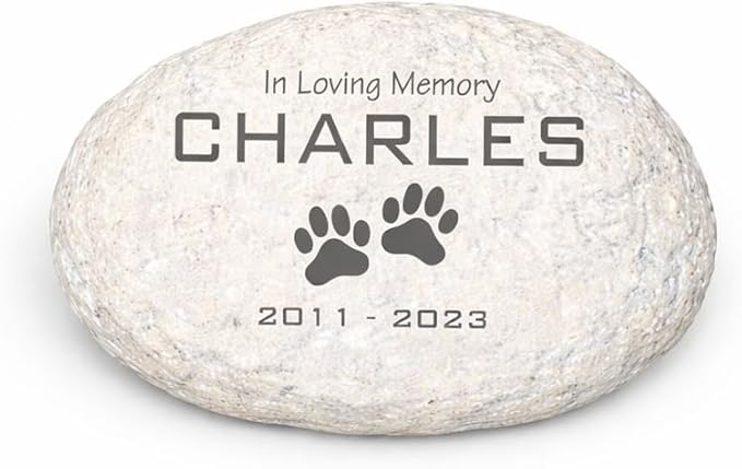 GiftsForYouNow Engraved in Loving Memory Pet Memorial Garden Stone, 4.75 Inch, Durable, Waterproof, Temporary Grave Marker, Dog Tombstone
