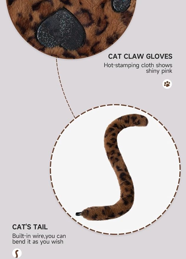 Himine Cat Cosplay Costume With Ears, Tail, Paws, Bow Tie