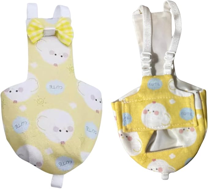 Bird Diaper Protective Parrot Nappy - 4 Pack, Reusable Flight Suit with Waterproof Inner Layer, Adjustable Shoulder Straps, Washable Cute Urine Wet Suit for Parakeet Conure (2M)