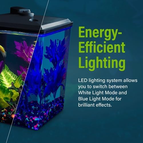 GloFish 2.5 Gallon Corner Aquarium Kit with LED Lighting, Plastic, Aquarium Kit, Perfect for Betta