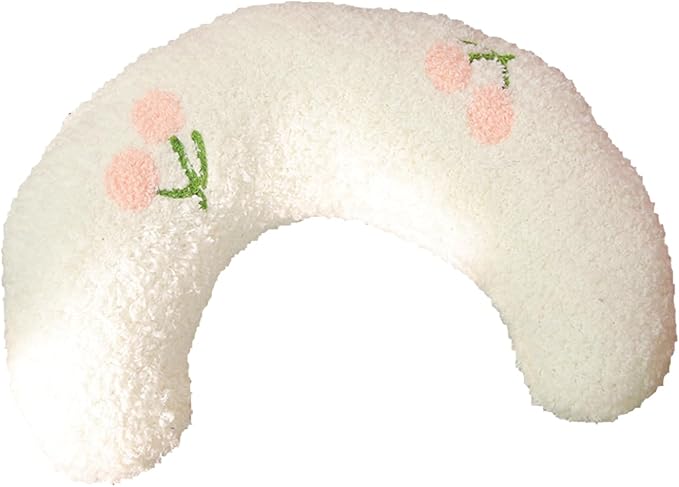 TJE Pet Calming Pillow Soft Plush Washable - Neck Support, Anxiety Relief, Joint Comfort for Small/Medium/Large Dogs & Cats (White Semicircle)