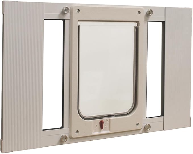 Ideal Pet Products Aluminum Sash Window Pet Door, Adjustable to Fit Window Widths from 23" to 28", Chubby Kat 7-1/2” x 10-1/2” Flap Size