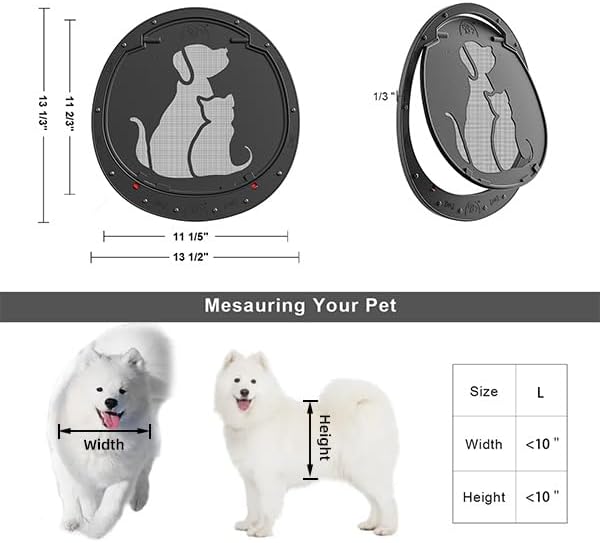 HIDROSIL Dog Door for Screen Door, Patent Desigh Pet Screen Door with Lockable Magnetic Flap for Doggy Door and Cat Door, Black
