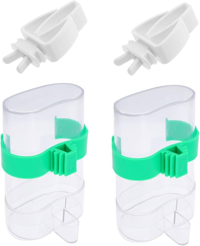 GLEAVI 4pcs Plastic Parrot Feeder and Vegetable Clips Set, Multi-Function Bird Feeding and Watering Supplies for Cage Accessories, Convenient Household Parrot Accessory