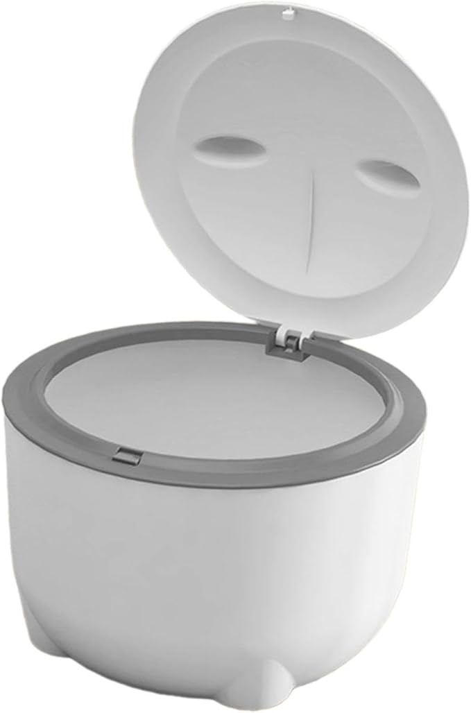 HouseVibe Cat Litter Trash Can with Press Type Lid, Enclosed Odor Isolating Cat Waste Bin, Covered Pet Litter Tray for Indoor Cats 7.48x5.91inch- White