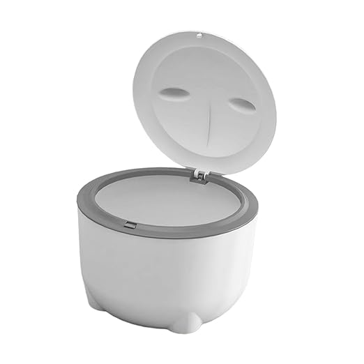 Cat Litter Trash Can with Press Type Lid, Enclosed Odor Isolating Cat Toilet, Pet Waste Bin for Indoor Cats 7.48x5.91inch- White