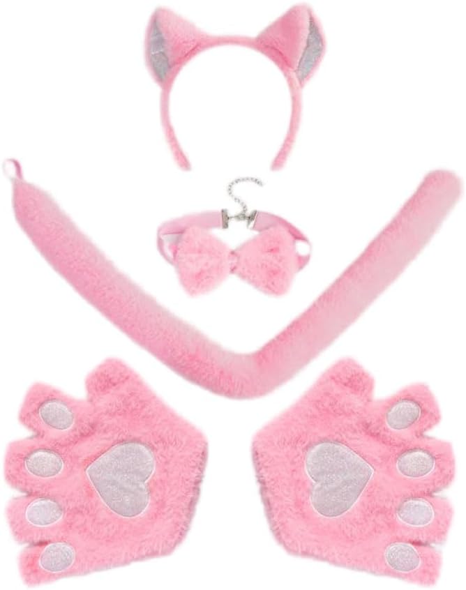 Himine Cat Cosplay Costume With Ears, Tail, Paws, Bow Tie