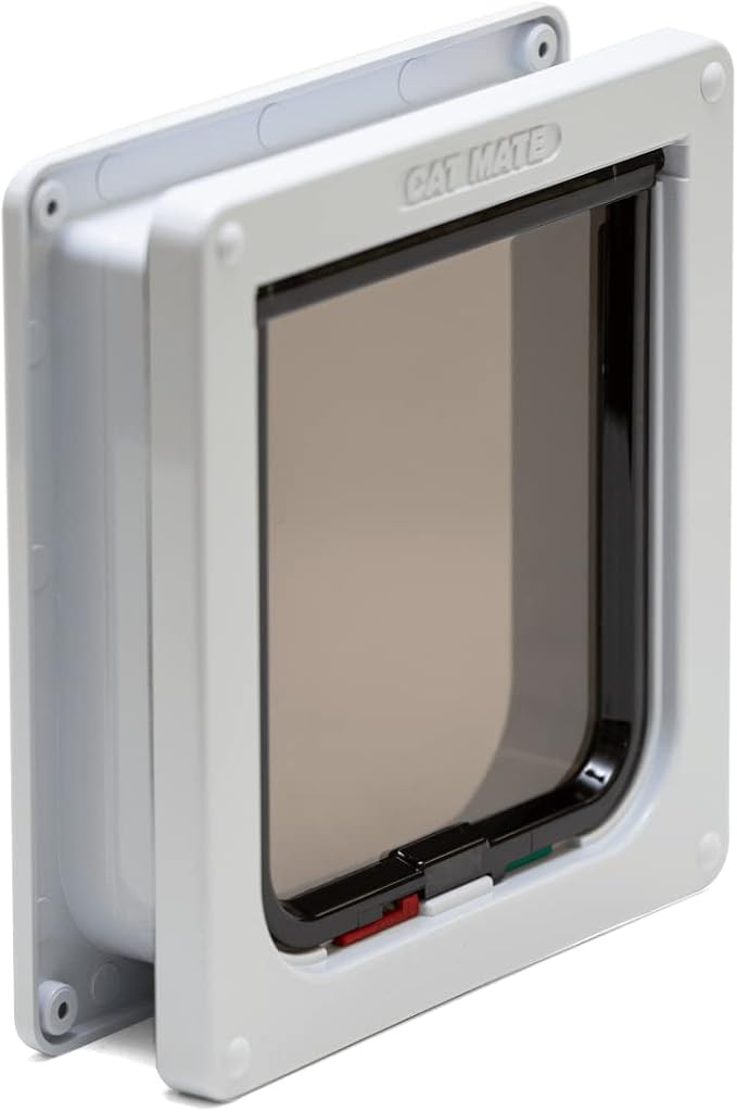 Cat Mate 4-Way-Locking Cat Flap with Door Liner to 2" (235) - Secure Lockable Door for Small to Medium Sized Cats, for UPVC, Wood and Wall, White