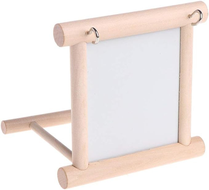 Litewoo Bird Mirror Wooden Hanging Swing Interactive Play Toys for Small Parrot Budgies Macaw African Grey Parakeet Cockatiel Conure Lovebird Cage Accessories (Bird Mirror Perch Stand-ONE)