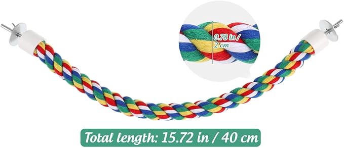 Parrot Rope Climbing Toy 18.5 Inch Cotton Rope Perch for Birds Cage Exercise and Chewing Toy for Parrots Budgies Cockatiels