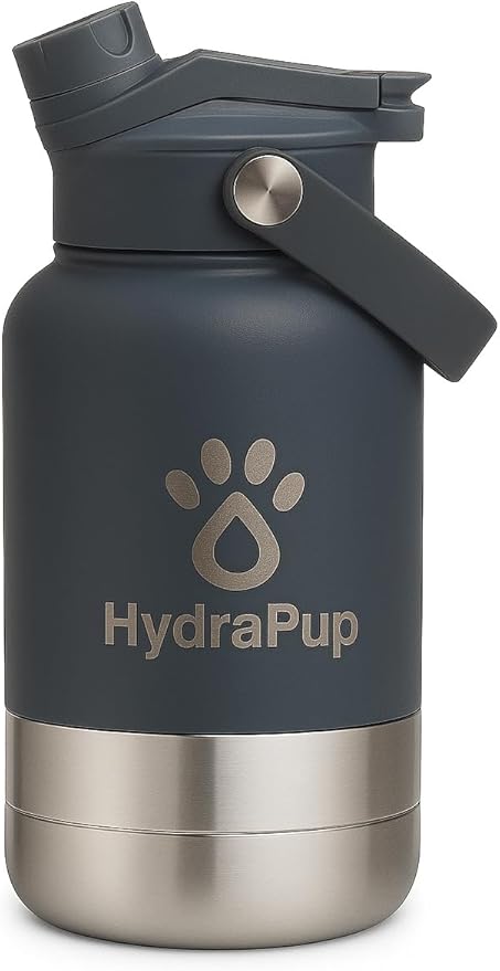 32oz Insulated Water Bottle with Dog Bowls – Human & Pet Shared Use, Stainless Steel Leakproof Travel Bottle(Slate Grey)