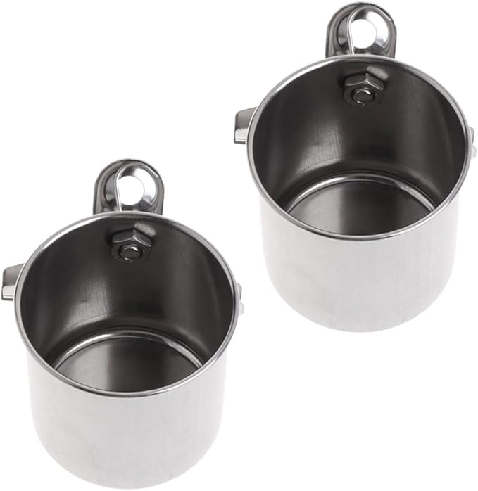 2Pcs Stainless Steel Parrot Bird Feeder Water Bowl Large Clamping Cup Portable Cage Pet Food Container for Birds Feeding and Watering Supplies