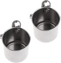 2Pcs Stainless Steel Parrot Bird Feeder Water Bowl Large Clamping Cup Portable Cage Pet Food Container for Birds Feeding and Watering Supplies
